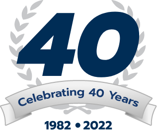 celebrating 40 years badge