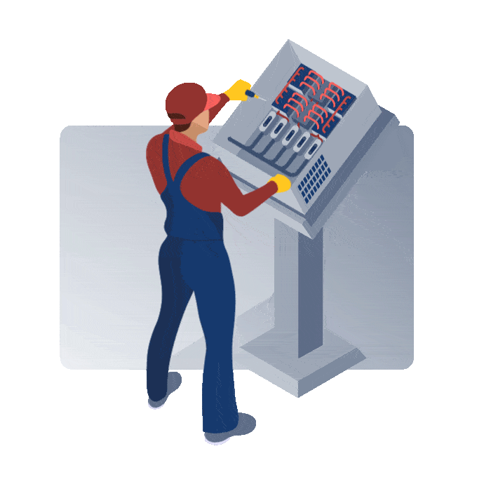 illustration of worker working on panel shop
